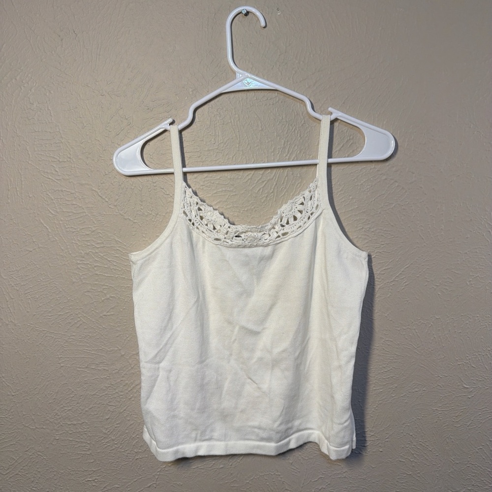Eddie Bauer White Crochet-Trim Camisole